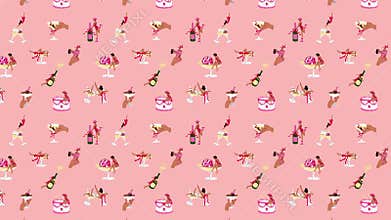 Women Enjoying Martini Glass Pose Set.