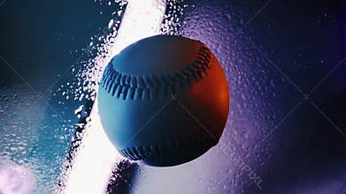 Blue and purple lighting with rain game concept as baseball banner