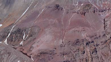 Aerial view of a high-altitude camp in the Andes near Aconcagua