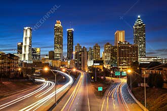 Atlanta downtown skyline during twilight