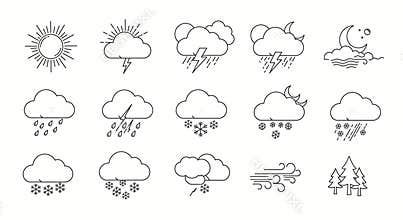 line art vector icons for different weathers