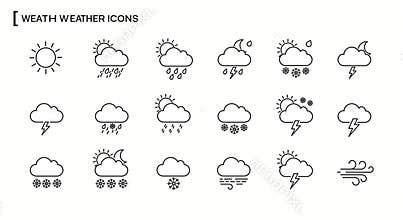 line art vector icons for different weathers