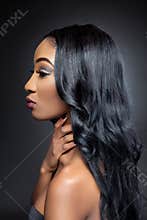 Black beauty with elegant curly hair
