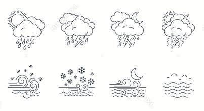 line art vector icons for different weathers