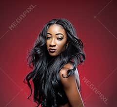 Black beauty with elegant curly hair