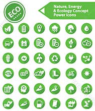 Ecology,Nature & Energy icons,Green version