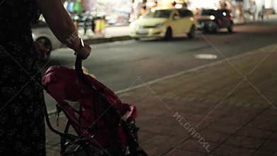 Evening Stroll with Baby Stroller