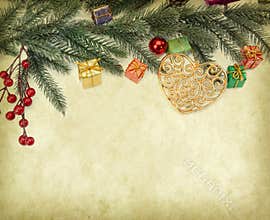 Christmas decoration on Vintage background