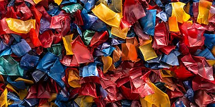 Generative AI Vibrant Multicolored Torn Sheets of Recycled Crepe Paper Art Material business concept.