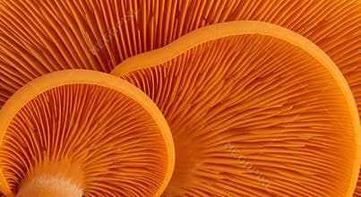 Vibrant Orange Mushroom Gills Macro Photography
