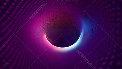 This captivating abstract background portrays a black hole, illustrating its powerful ability to absorb light and matter, creating