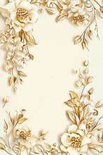 Elegant Mother's Day Card with Golden Floral Borders on Pastel Cream Background for Sophisticated Design