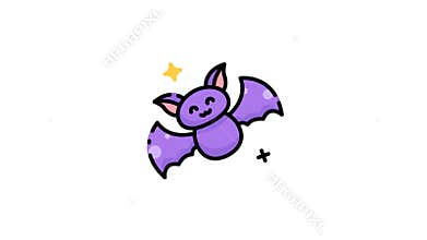 Purple cartoon bat flying icon animation design
