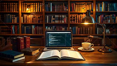 AI-Generated Library Study Scene