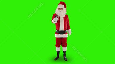 Santa Claus talking on mobile, Green Screen, stock footage