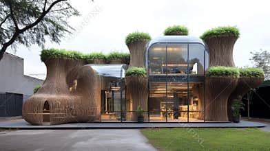 Innovative Architecture of a Sustainable Smart City Building Showcasing Biomaterials and Greenery for a Zero Emission