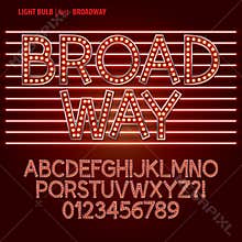 Red Broadway Light Bulb Alphabet and Digit Vector