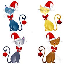 Cartoon Christmas Cats Clip Art 2