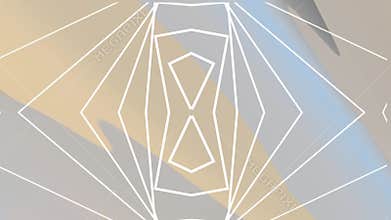 Abstract pattern with white lines on blue and tan background