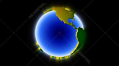 Shattered Glossy Earth rotating, loop after particle completion, stock footage