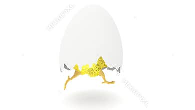 Chicken Run with egg shell, loop, stock footage