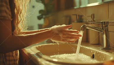 Young Lady Cleaning Arms Alone At Light Modern Apartment