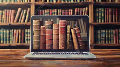 The laptop and old books.AI generated image