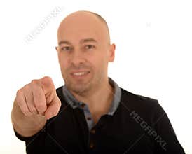 Man's finger pointing at you