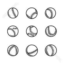 Nine Baseball Balls Seamless Pattern Sport Equipment Game Icons