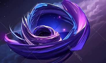 A cosmic funnel, rotating, flickering and expanding in neon space.