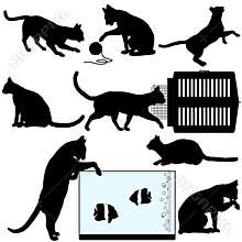 Pet Cat Silhouette Objects