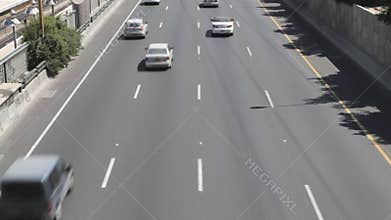 Cars on lanes of highway
