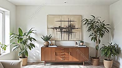 A bright and airy living room embraces a minimalistic philosophy, prioritizing comfort and visual harmony. A Generative AI