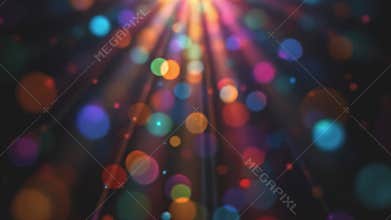 Colorful light leaks merging exquisitely on a stark black background, vivid lens studio flares bursting Generative AI