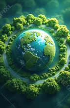 Green Earth environmental tech concept illustration. Saving environment, eco sustainable goals. World Earth abstract background