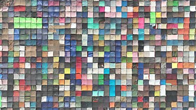 Aerial view of colorful tents of global Muslims congregation in Tongi, Dhaka, Bangladesh.