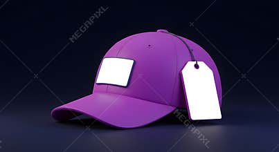 Purple Baseball Cap with Blank Label Mockup