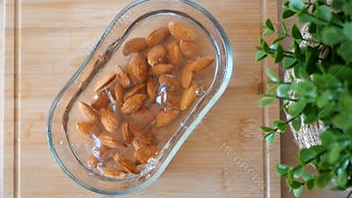 Soaking almonds for a healthy snack or ingredient