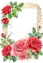 Elegant red roses frame offering a perfect backdrop for heartfelt messages on special occasions like birthdays, weddings