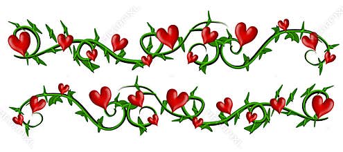 Vine With Valentine Hearts Borders