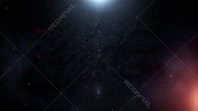 Dynamic Fiery Explosion Ring Against a Dark Background