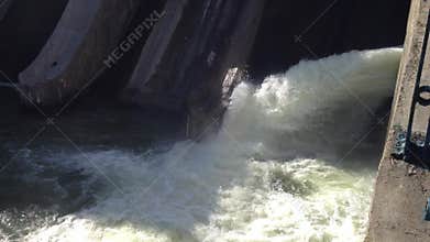 Water flowing at dam
