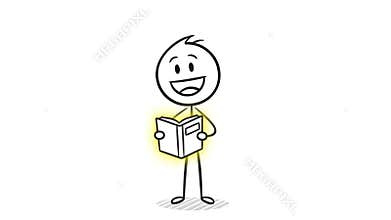 Stick Figure Reading Book: Animated Character Illustrations with Different Emotions