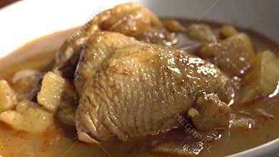 Massaman Curry is popular Thai food. Chicken curry with coconut milk, chili, and spicy herbs