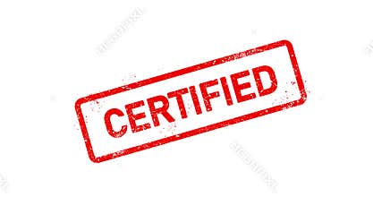 Postage rubber stamp with word Certified, licensed service threadbare seal, putting a certified stamp, transparent background