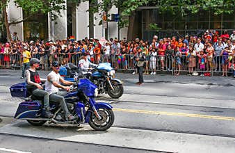 San Francisco Pride Parade - Dykes on Bikes and Crowd