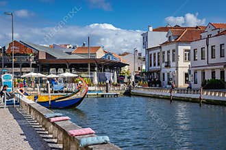 Water canal in Aveiro city in Portugal
