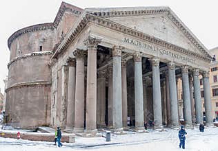Pantheon in snow storm