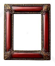 Ornate redwood antique picture frame with clipping