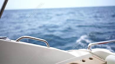 Boat speaker water, detail: Marine speaker seen onboard boat during daytime for leisure travel.